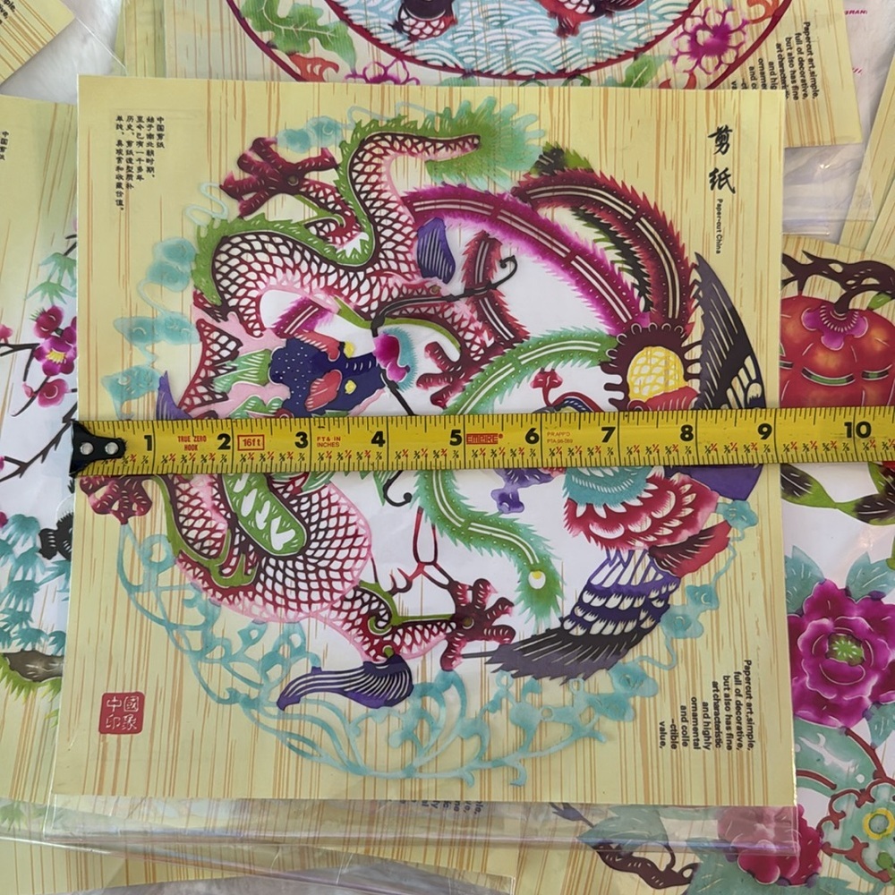 Chinese Paper Cuts Traditional Folk Art Decor, 18 Vibrant Pieces- sizes 8”-9” - Picture 8 of 13